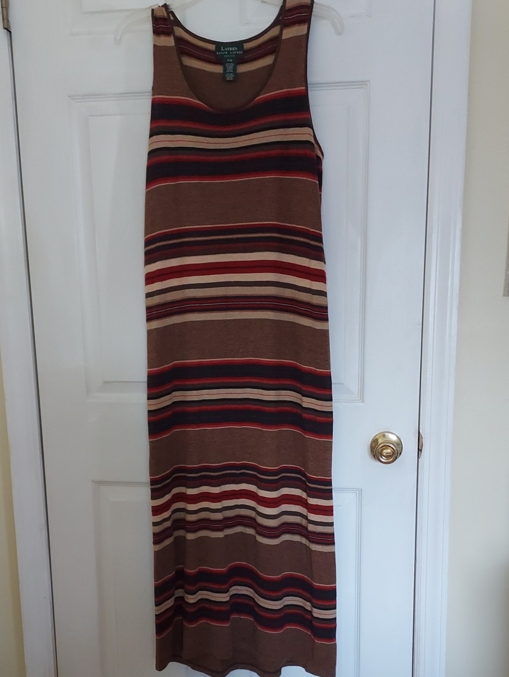 Ralph Lauren Maxi Dress Brown Striped Sz PM